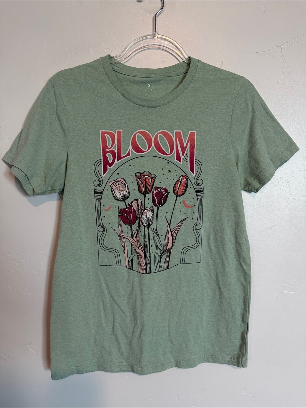 Floral Graphic Short Sleeve Tee Casual Cotton Blend Top Small